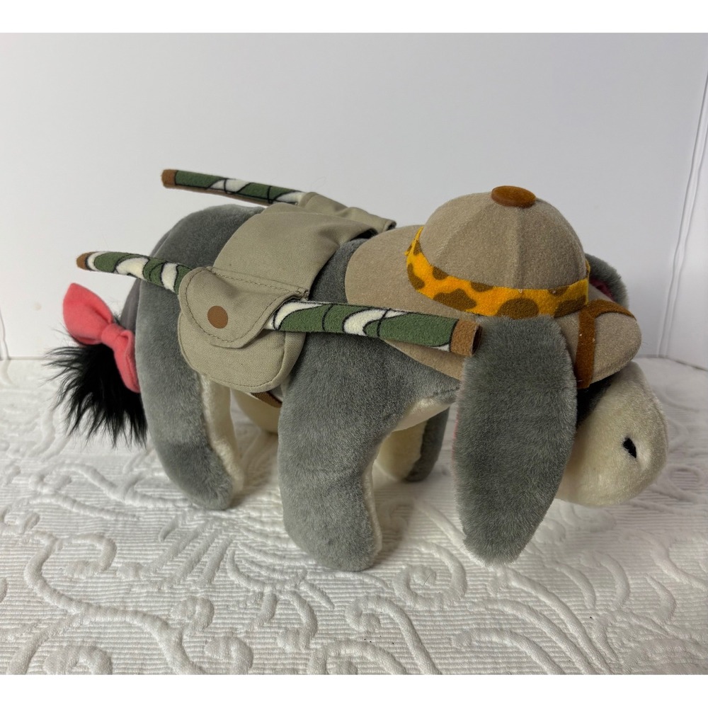 Disney Eeyore Plush Animal Toy Safari Adventure Hat Saddle Backpack‎ 11 inches